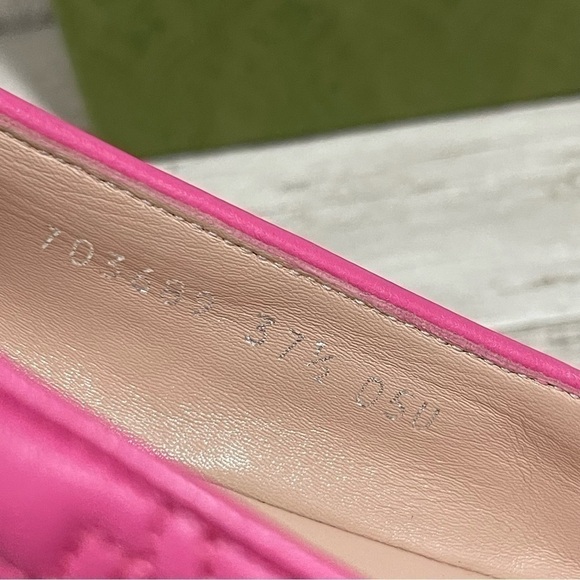 GUCCI Monogram Pink Quilted Matelasse Leather GG Bow Ballet Flats SZ 37.5 $920 - Picture 11 of 16